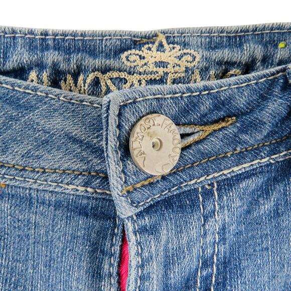 Y2k Almost Famous Flare Leg Jeans Light Wash Low Rise Jeans Ripped Size 1 25" - Picture 5 of 8